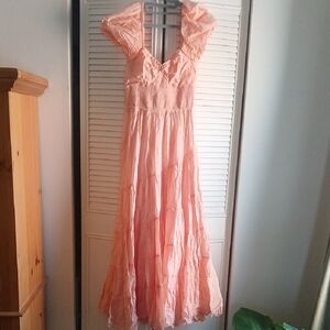 Free People Cotton Peach Maxi Dress